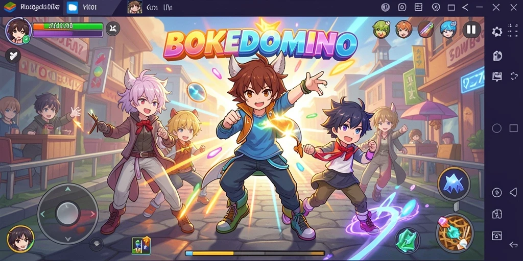 Tampilan gameplay menarik dari BOKEDOMINO dengan karakter anime.