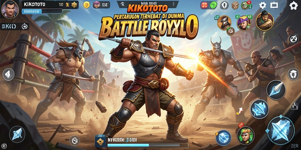 Screenshot KIKOTOTO menampilkan pertempuran sengit di medan perang Battle Royale.