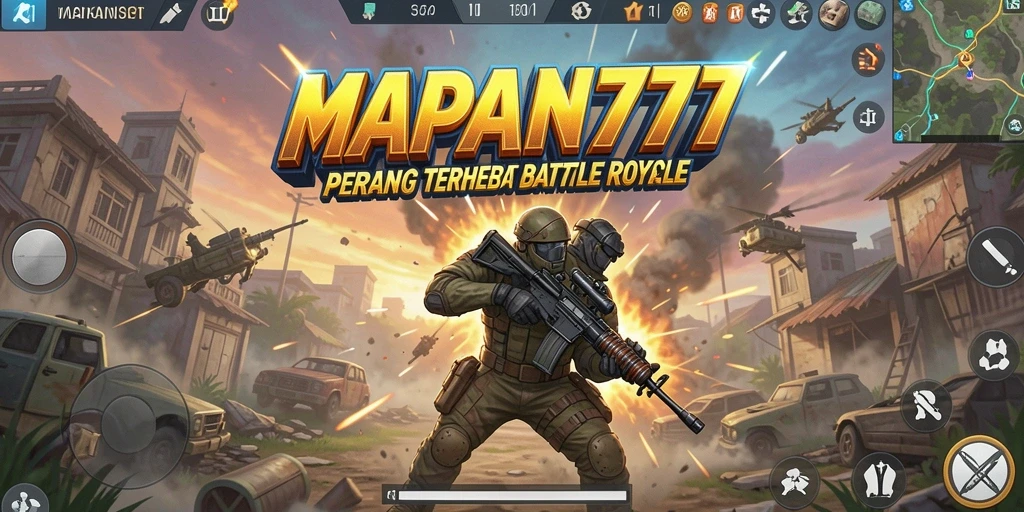 Tampilan menegangkan gameplay MAPAN777 dalam pertempuran Battle Royale.